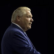 Le premier ministre de l'Ontario, Doug Ford, lors de la conférence de l'Association des municipalités de l'Ontario à London, le lundi 21 août 2023.