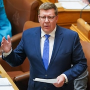 Le premier ministre Scott Moe le 10 octobre au palais legislatif de Regina.