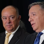 Christian Dubé et François Legault.                         