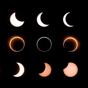 Une succession d'images d'une éclipse de son début à sa fin.