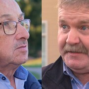 Montage photo des deux candidats, de profil. 