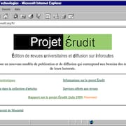 Capture d'&eacute;cran d'un site web dans les ann&eacute;es 1990.
