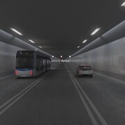 Esquisse du projet de tunnel sous-fluvial entre Québec et Lévis.