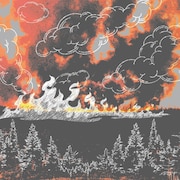 Représentation d'une forêt qui brûle.