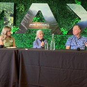 Trois personnes assises au tour d'un table.
