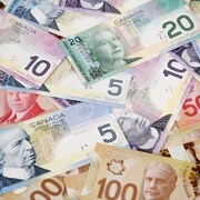 Plusieurs liasses de billets canadiens. 