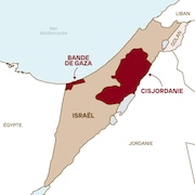 Carte d'Israël, des territoires palestiniens et de leurs pays voisins.