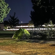 Une tente dans un parc.