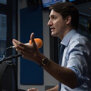 Le premier ministre Justin Trudeau lors de son passage à Québec. 