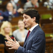 Justin Trudeau lors de la période des questions à la Chambre des communes.