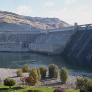 Un énorme barrage hydroélectrique sur le fleuve Columbia.