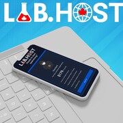Une photo promotionnelle du service LabHost qui montre un ordinateur et un téléphone cellulaire. Son logo contient deux feuilles d'érable. 