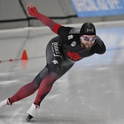 Laurent Dubreuil of Levis Que. skates to a gold medal in the men's 1000m event at the Four Continents speedskating championships, Sunday, December 4, 2022  in Quebec City. THE CANADIAN PRESS/Jacques Boissinot