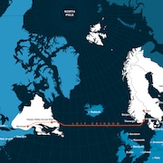 Une carte montrant le câble de fibre optique sous-marin, évalué à environ 1 milliard $.