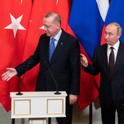 Les présidents Recep Tayyip Erdogan et Vladimir Poutine à Moscou.