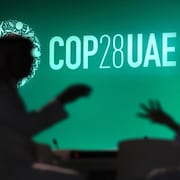 Le logo de la COP 28 à Dubaï, aux Émirats arabes unis, le 29 novembre 2023.