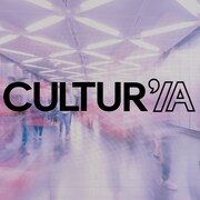Un logo CulturIA sur un fond coloré. 