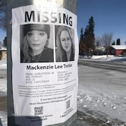 Une affiche visant à retrouver Mackenzie Lee Trottier à Saskatoon, en Saskatchewan.