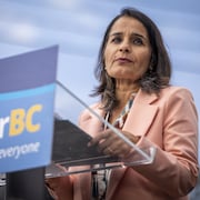 La ministre de l'Éducation et des Services de garde d'enfants, Rachna Singh, a pris la parole à Surrey, en Cololmbie-Britannique, le 30 août 2023.