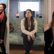 Montage de trois photos de Tashina Makokis (à gauche), Maïlys Flamand (au centre) et Danysa Labbé.