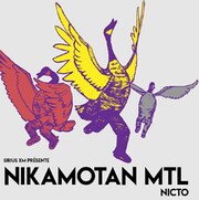 L'affiche de Nikamotan MTL - Nicto. Des outardes mi-humaines semblent danser.