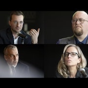 Des cadres de Northvolt, lors d'une conférence de presse, en avril 2024.