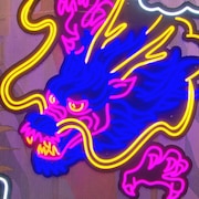 Une tête de dragon en néon.