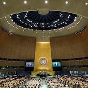 Vue générale de l'Assemblée générale des Nations unies au siège de l'ONU à New York, États-Unis, le 1er octobre 2018.