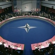 Les représentants des pays membres de l'OTAN réunis au siège de l'organisation à Bruxelles. 