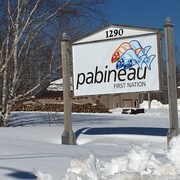 L'entrée de la communauté autochtone de Pabineau Falls.