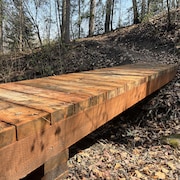 Un pont de bois au milieu du sentier.