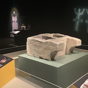 Des objets antiques sont présentés dans un musée. 