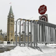 Fencing is seen on Parliament Hill in Ottawa, one year after the Freedom Convoy protests took place, on Friday, Jan. 27, 2023. THE CANADIAN PRESS/Justin Tang