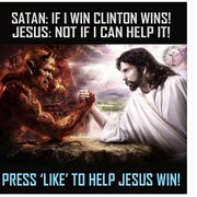 La publication affirme que Satan aimerait que Hillary Clinton remporte l'élection présidentielle, alors que Jésus s'y oppose.