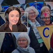 Montage photo des journalistes Val&eacute;rie Boisclair et Marianne Desautels-Marissal, ainsi que des A&icirc;n&eacute;es pour le climat en Suisse.