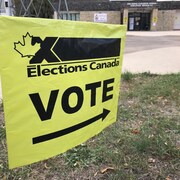 Elections Canada Vote banner outside polling station in Saskatoon.