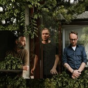 On voit les musiciens du groupe dans la nature. Leur corps est transparent.