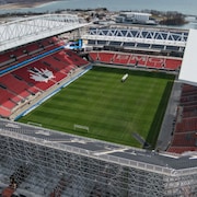 Images a&eacute;riennes du stade de Toronto, situ&eacute; &agrave; Exhibition Place, en vue de la Coupe du monde de la FIFA 2026.