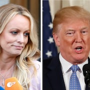 Stephanie Clifford (à gauche), aussi connue sous le nom de Stormy Daniels, et le président désigné des États-Unis, Donald Trump (à droite).