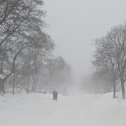 Des jeunes marchent en pleine rue à Outremont.  