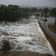 Les inondations causées par une crue soudaine de la rivière Guadalupe à Kerrville, au Texas.