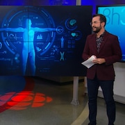 Olivier Lemieux et Jean-François Blanchet sur le plateau du Téléjournal Québec. 
