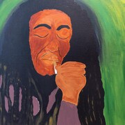 Portrait peint de Bob Marley, le 18 février 2023, à Yellowknife.