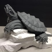 Une sculpture représentant une tortue. 