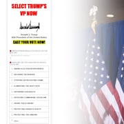 La page d'accueil du site de Donald Trump sur la course à la vice-présidence.