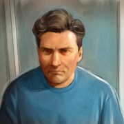 Un dessin de cour de Paul Bernardo lors d'une comparution en 2018.