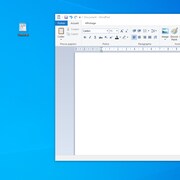 Capture d'écran d'un bureau d'ordinateur affichant un document WordPad et un logo Wordpad à gauche. 
