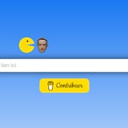 Une page web qui montre un Pac-Man en train de pourchasser Mark Zuckerberg, au-dessus d'une boîte pour insérer une URL. 