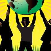 Illustration d’enfants tenant un globe terrestre.