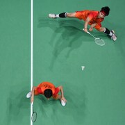 Vue aérienne des deux joueuses chinoises, Du Yue et Li Yin Hui.